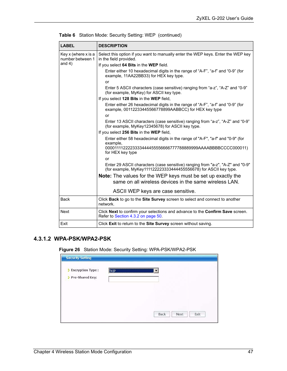 2 wpa-psk/wpa2-psk | ZyXEL Communications G-202 User Manual | Page 47 / 111