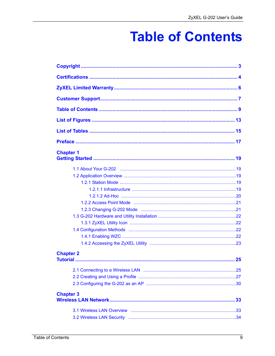 ZyXEL Communications G-202 User Manual | Page 9 / 111