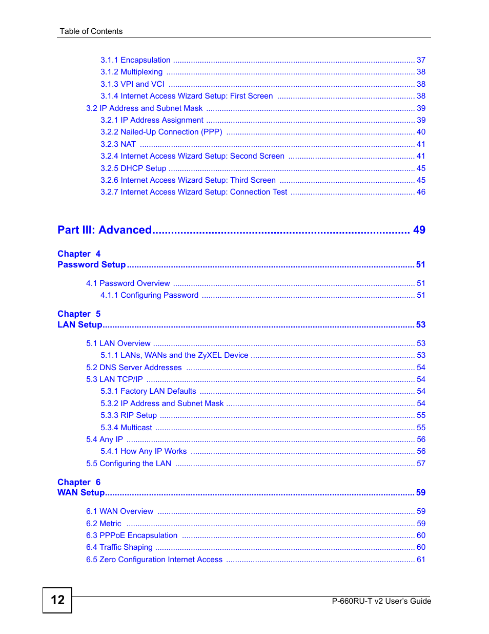Part iii: advanced | ZyXEL Communications P-660RU-T V2 User Manual | Page 12 / 168
