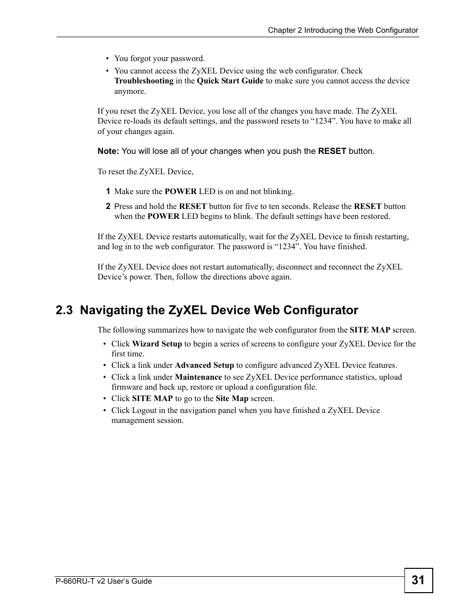 3 navigating the zyxel device web configurator | ZyXEL Communications P-660RU-T V2 User Manual | Page 31 / 168