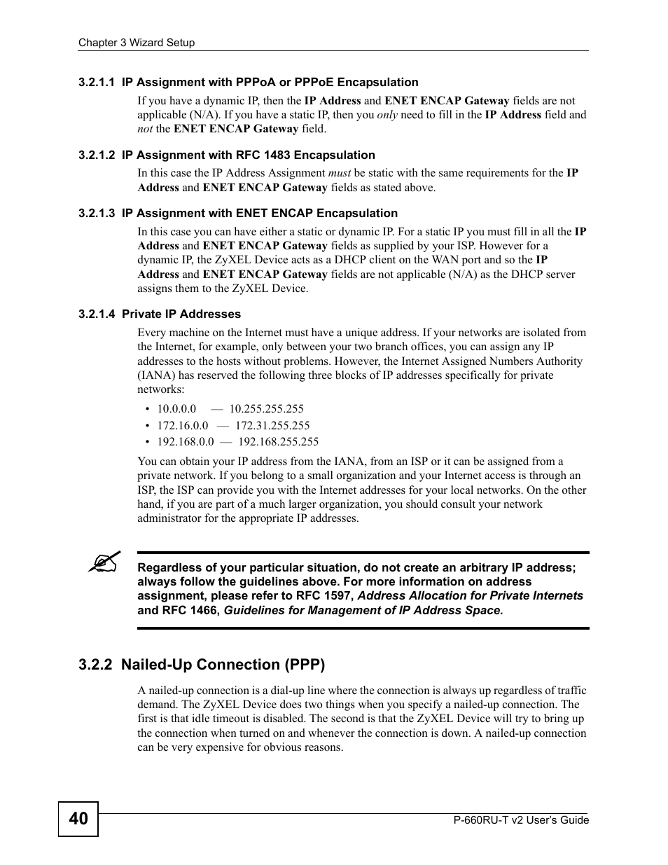 2 nailed-up connection (ppp) | ZyXEL Communications P-660RU-T V2 User Manual | Page 40 / 168