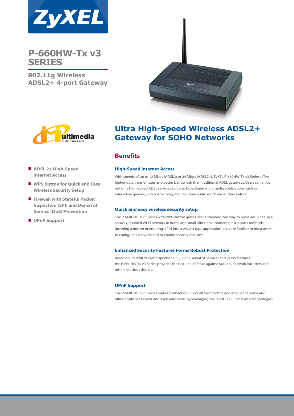 ZyXEL Communications P-660HW-Tx v3 Series User Manual | 2 pages