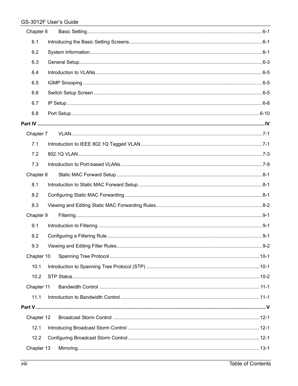 ZyXEL Communications ZyXEL Dimension GS-3012F User Manual | Page 10 / 237
