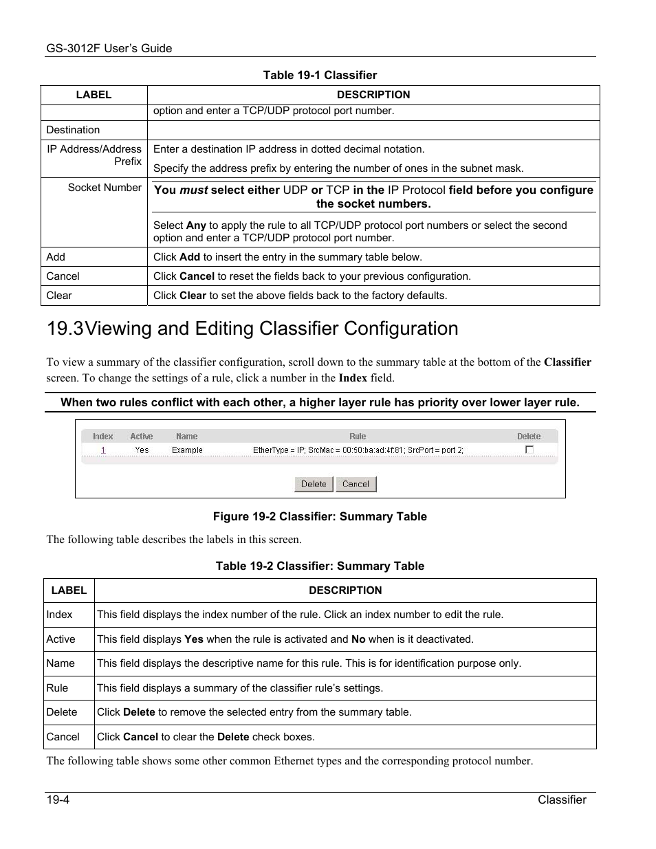 3 viewing and editing classifier configuration | ZyXEL Communications ZyXEL Dimension GS-3012F User Manual | Page 140 / 237