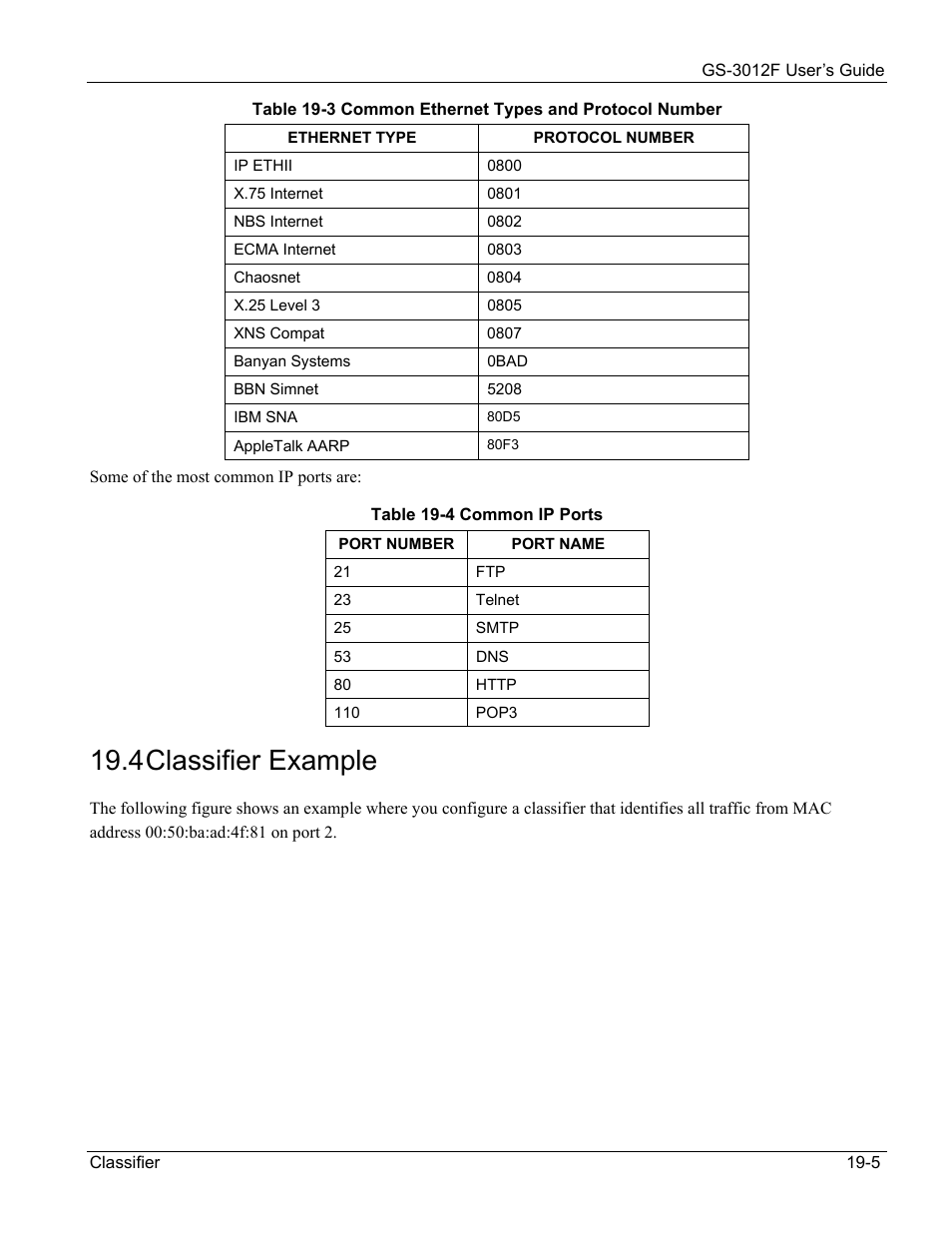4 classifier example | ZyXEL Communications ZyXEL Dimension GS-3012F User Manual | Page 141 / 237