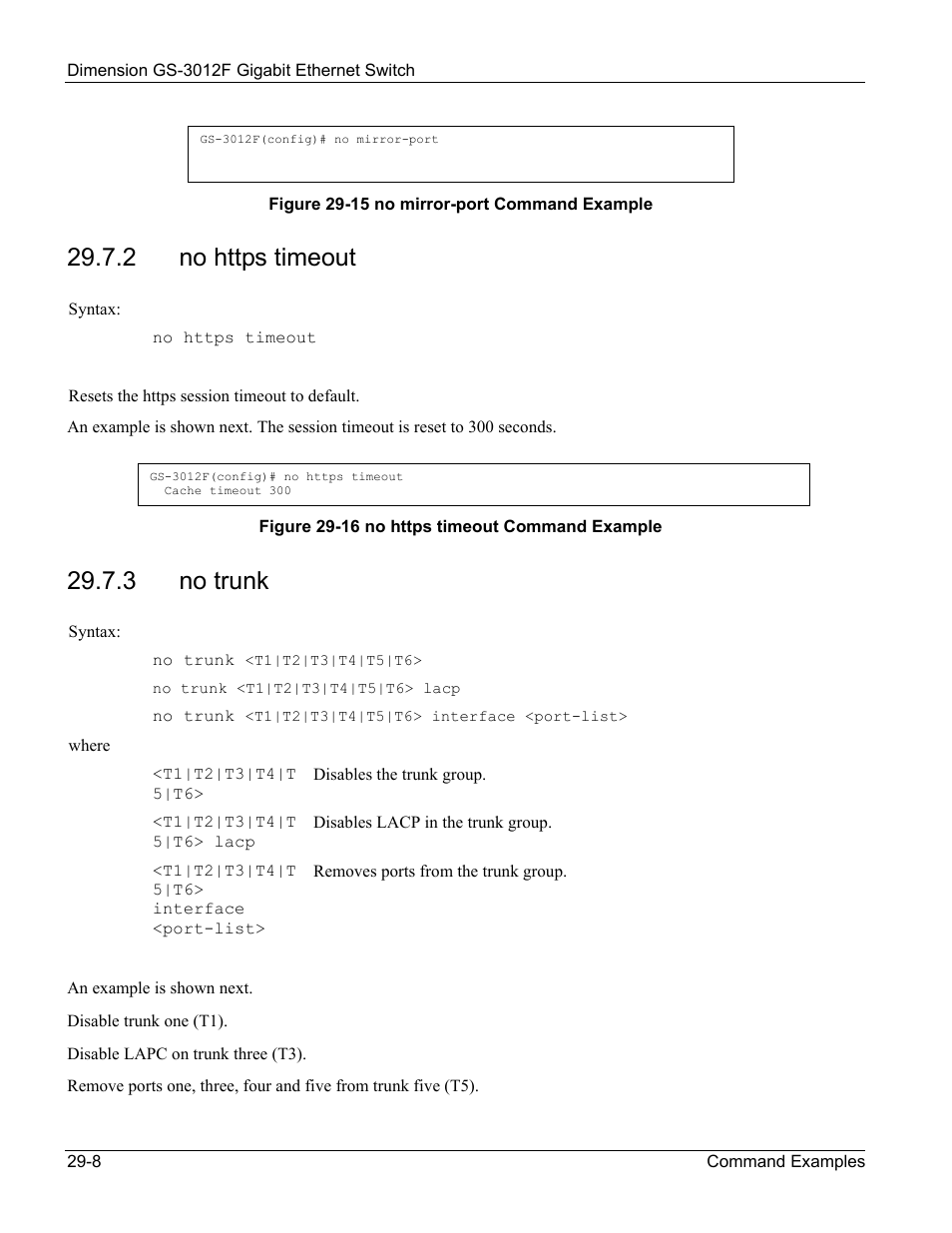 No https timeout, No trunk, 3 no trunk | ZyXEL Communications ZyXEL Dimension GS-3012F User Manual | Page 206 / 237