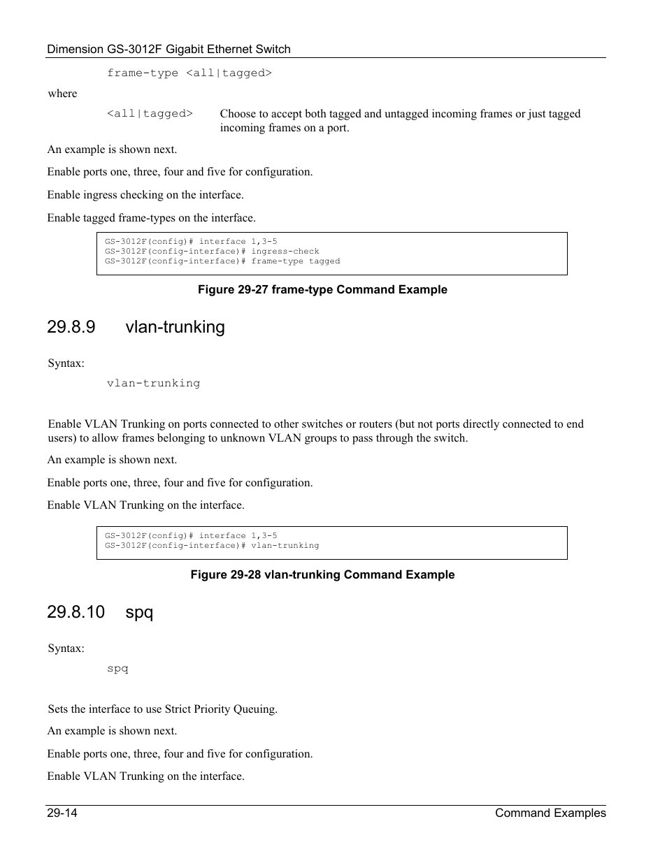 Vlan-trunking, 9 vlan-trunking, 10 spq | ZyXEL Communications ZyXEL Dimension GS-3012F User Manual | Page 212 / 237