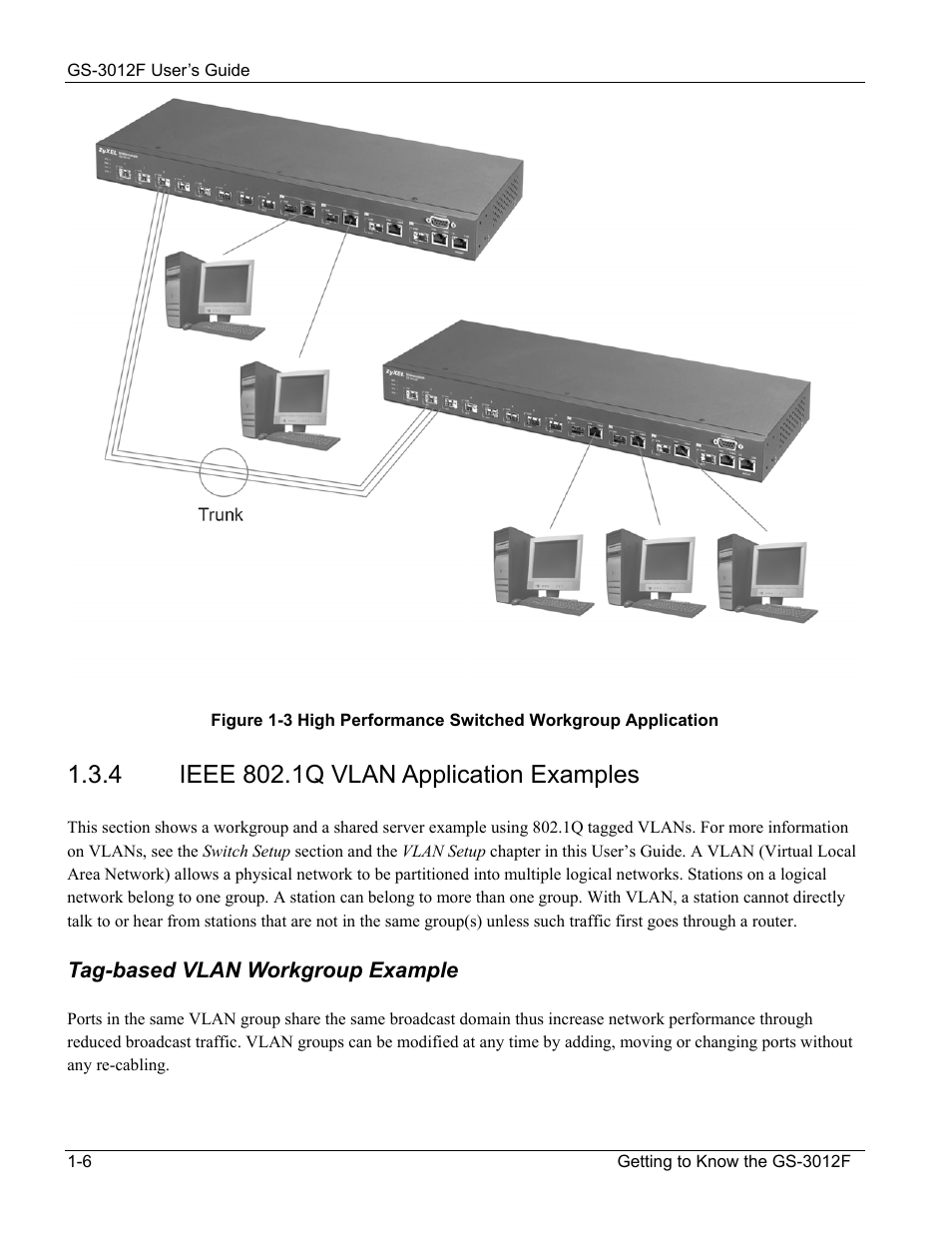 Ieee 802.1q vlan application examples | ZyXEL Communications ZyXEL Dimension GS-3012F User Manual | Page 30 / 237