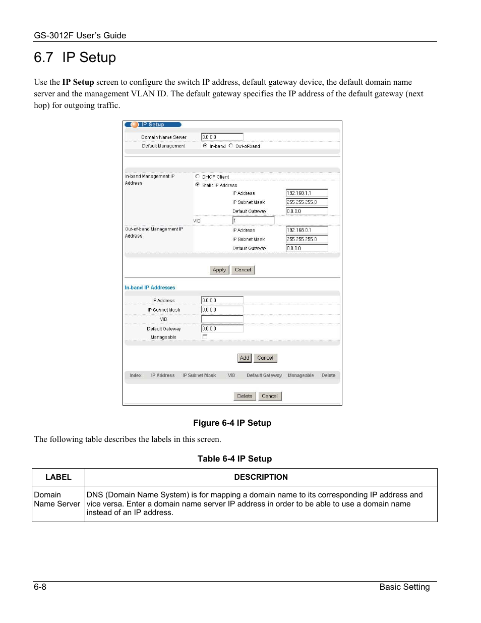 7 ip setup | ZyXEL Communications ZyXEL Dimension GS-3012F User Manual | Page 70 / 237