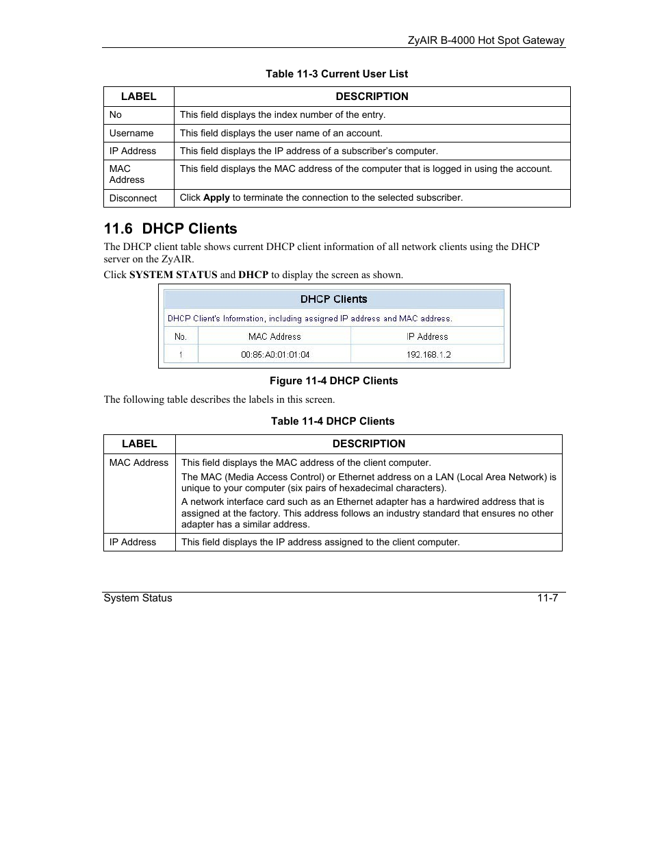 Dhcp clients, 6 dhcp clients | ZyXEL Communications ZyXEL ZyAIR B-4000 User Manual | Page 91 / 161