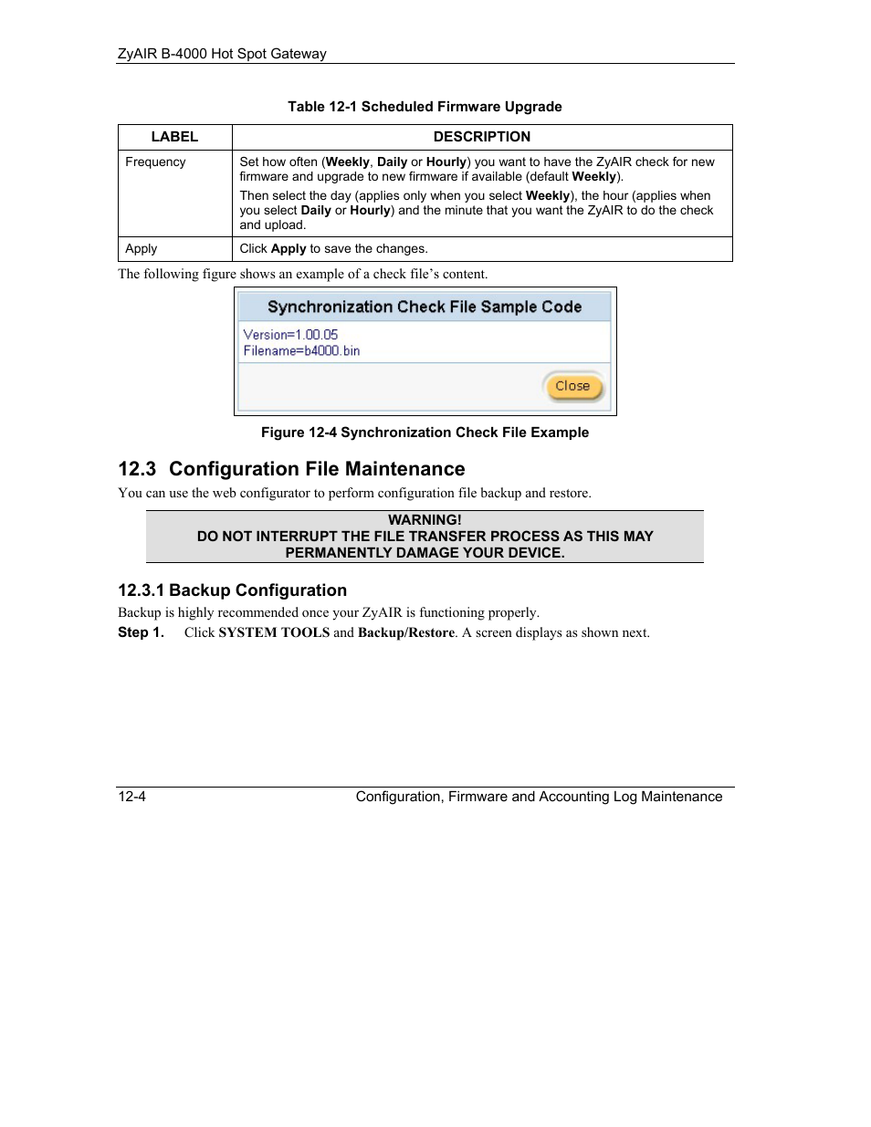 Configuration file maintenance, 3 configuration file maintenance | ZyXEL Communications ZyXEL ZyAIR B-4000 User Manual | Page 98 / 161