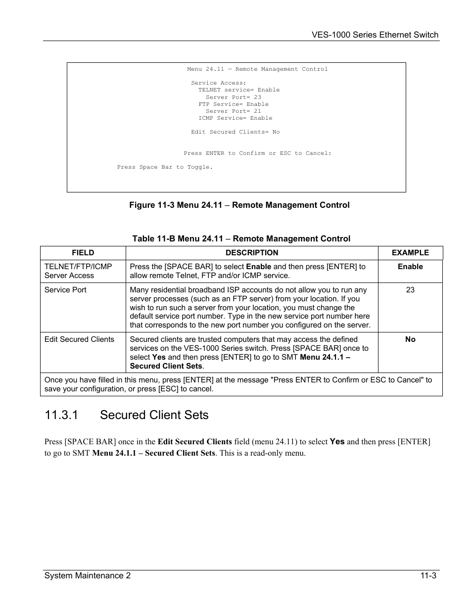 1 secured client sets | ZyXEL Communications VES-1000 User Manual | Page 101 / 155