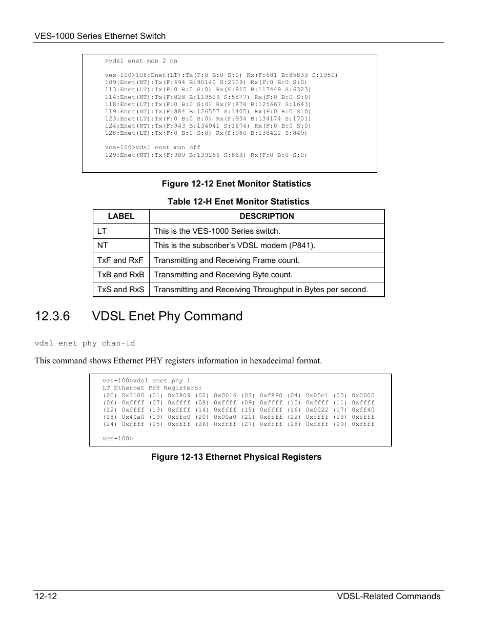 6 vdsl enet phy command | ZyXEL Communications VES-1000 User Manual | Page 120 / 155