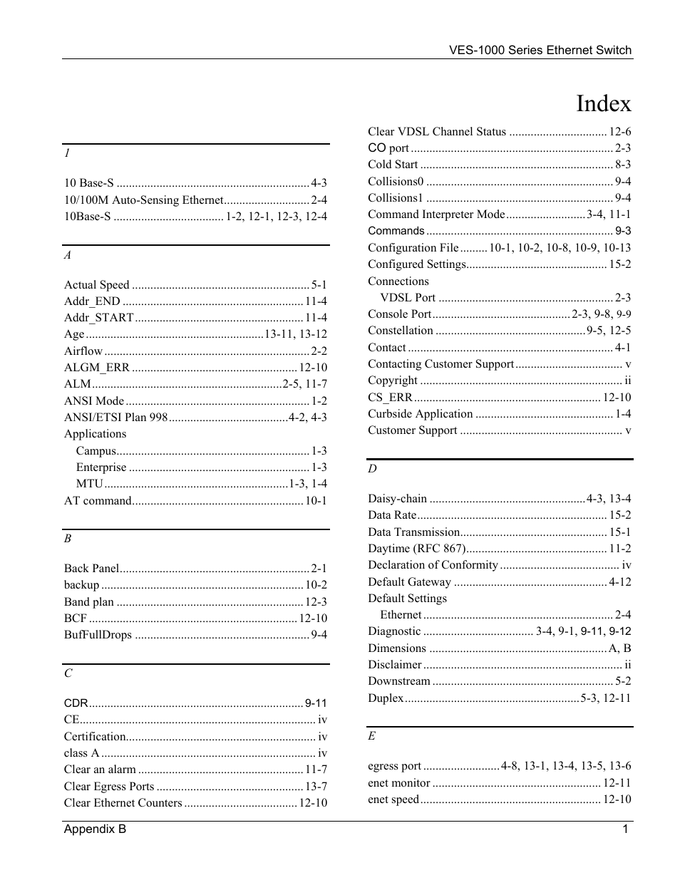 Index | ZyXEL Communications VES-1000 User Manual | Page 151 / 155