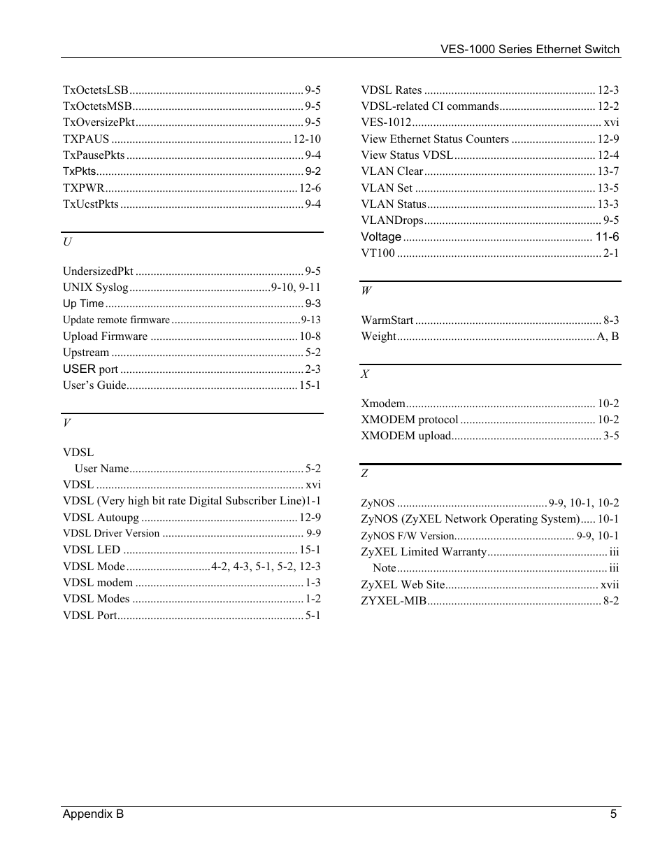 ZyXEL Communications VES-1000 User Manual | Page 155 / 155