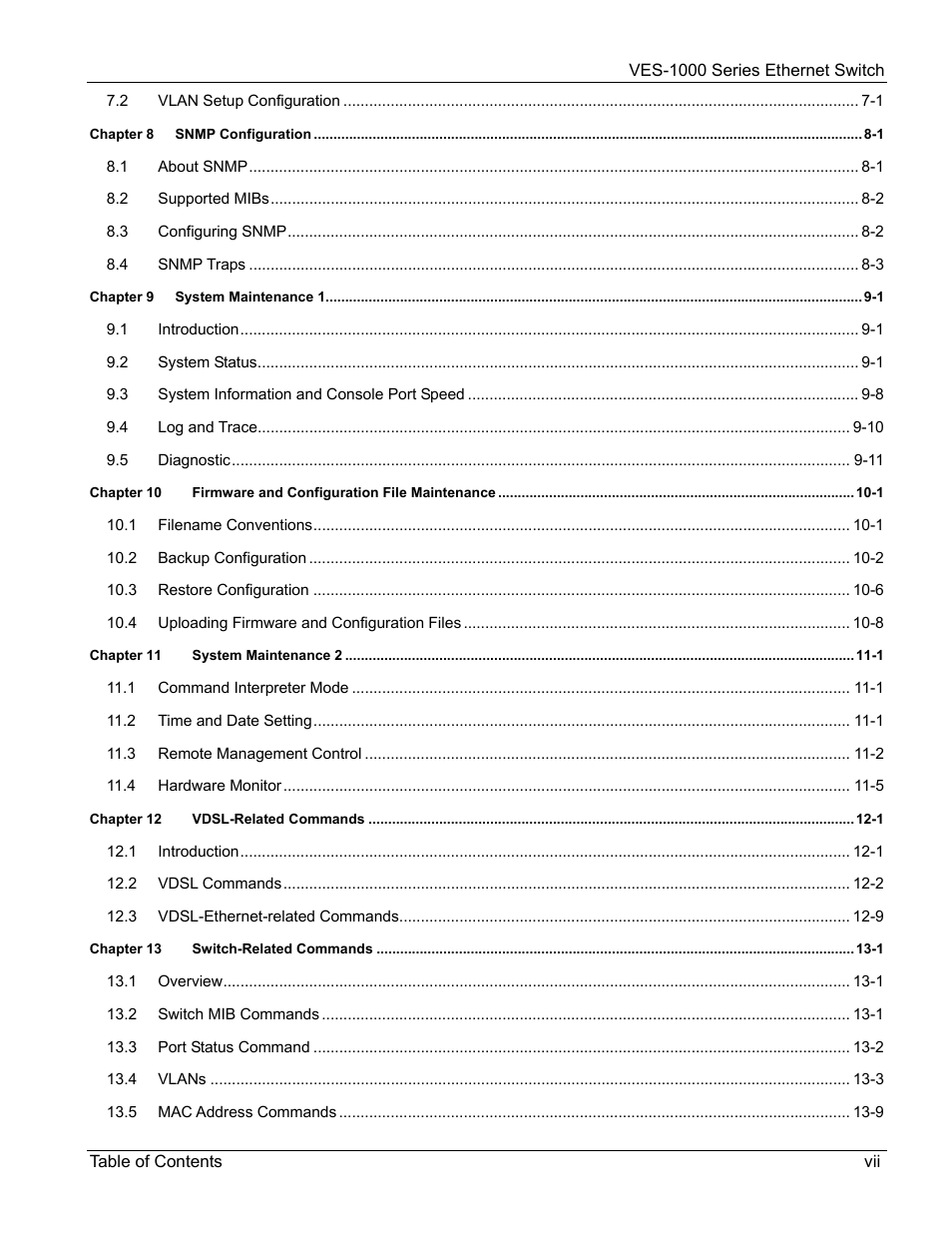 ZyXEL Communications VES-1000 User Manual | Page 7 / 155