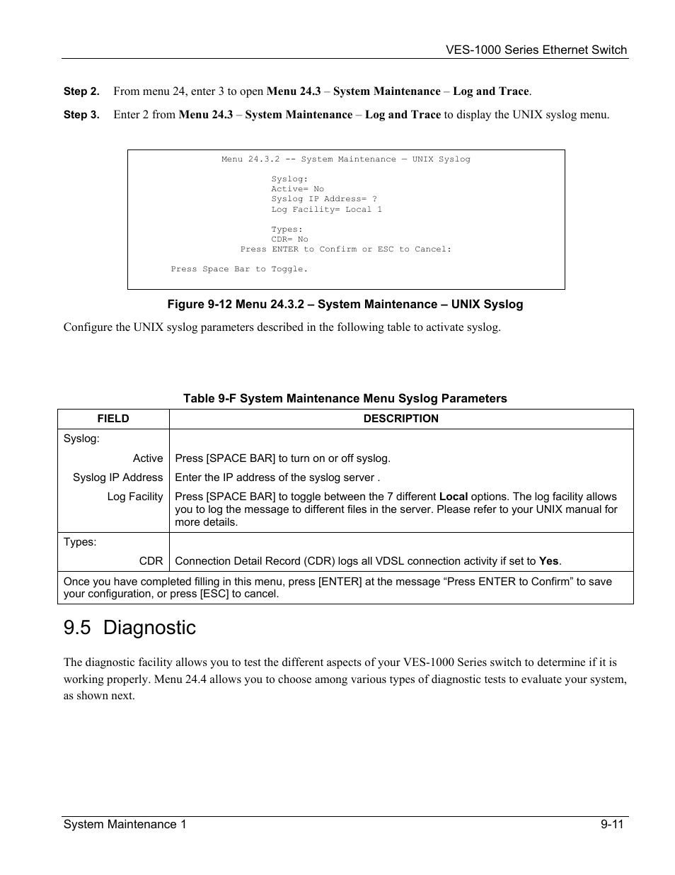 5 diagnostic | ZyXEL Communications VES-1000 User Manual | Page 81 / 155