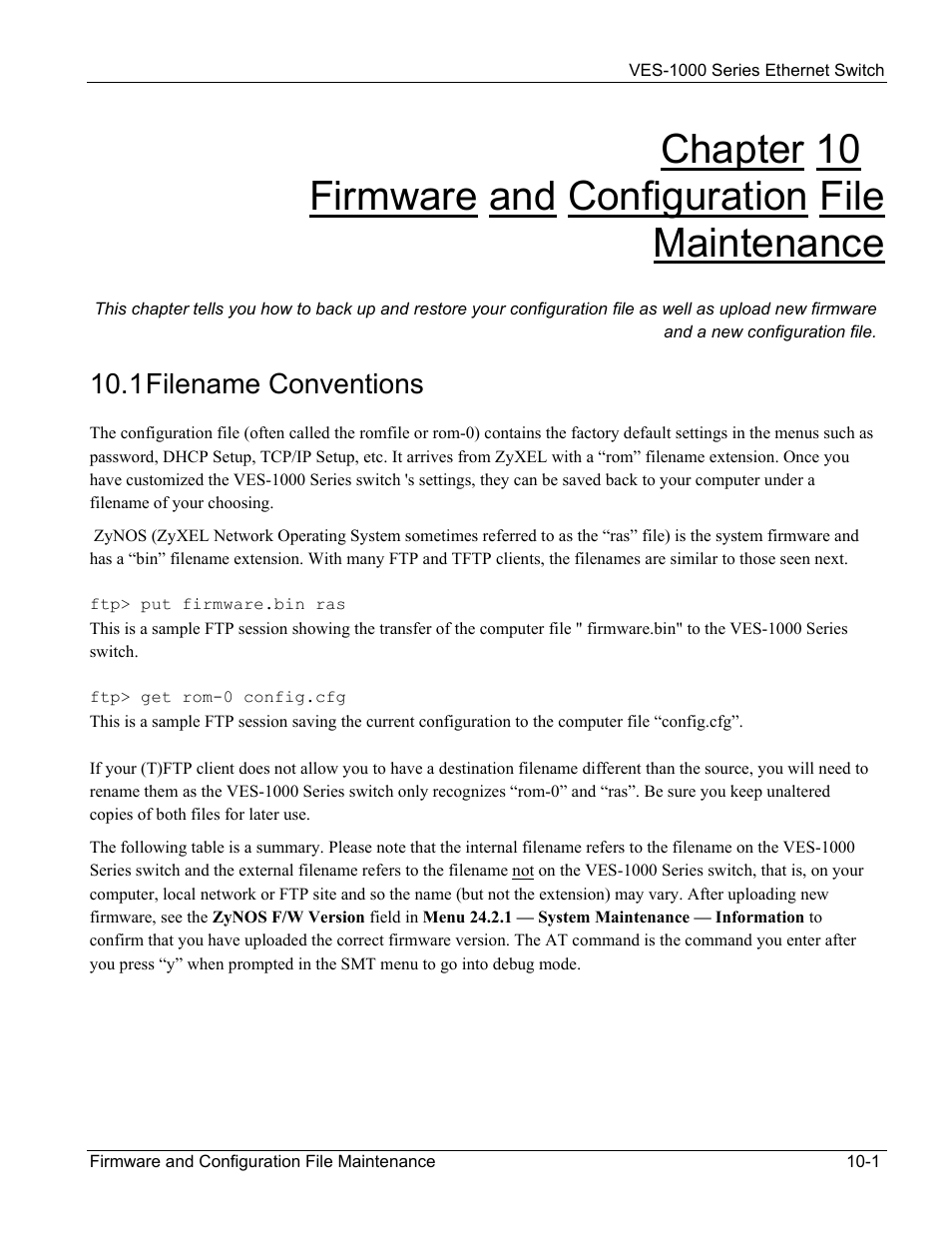 1 filename conventions | ZyXEL Communications VES-1000 User Manual | Page 85 / 155