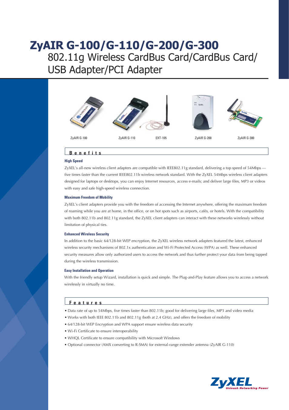 ZyXEL Communications ZYAIR G-100 User Manual | 2 pages