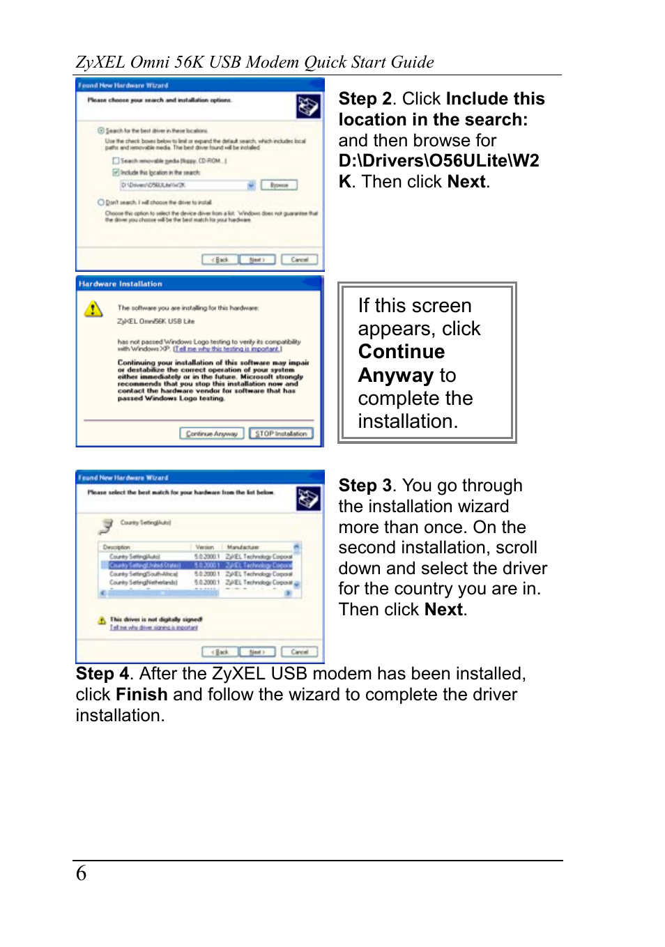 ZyXEL Communications Network Device 56K User Manual | Page 6 / 10