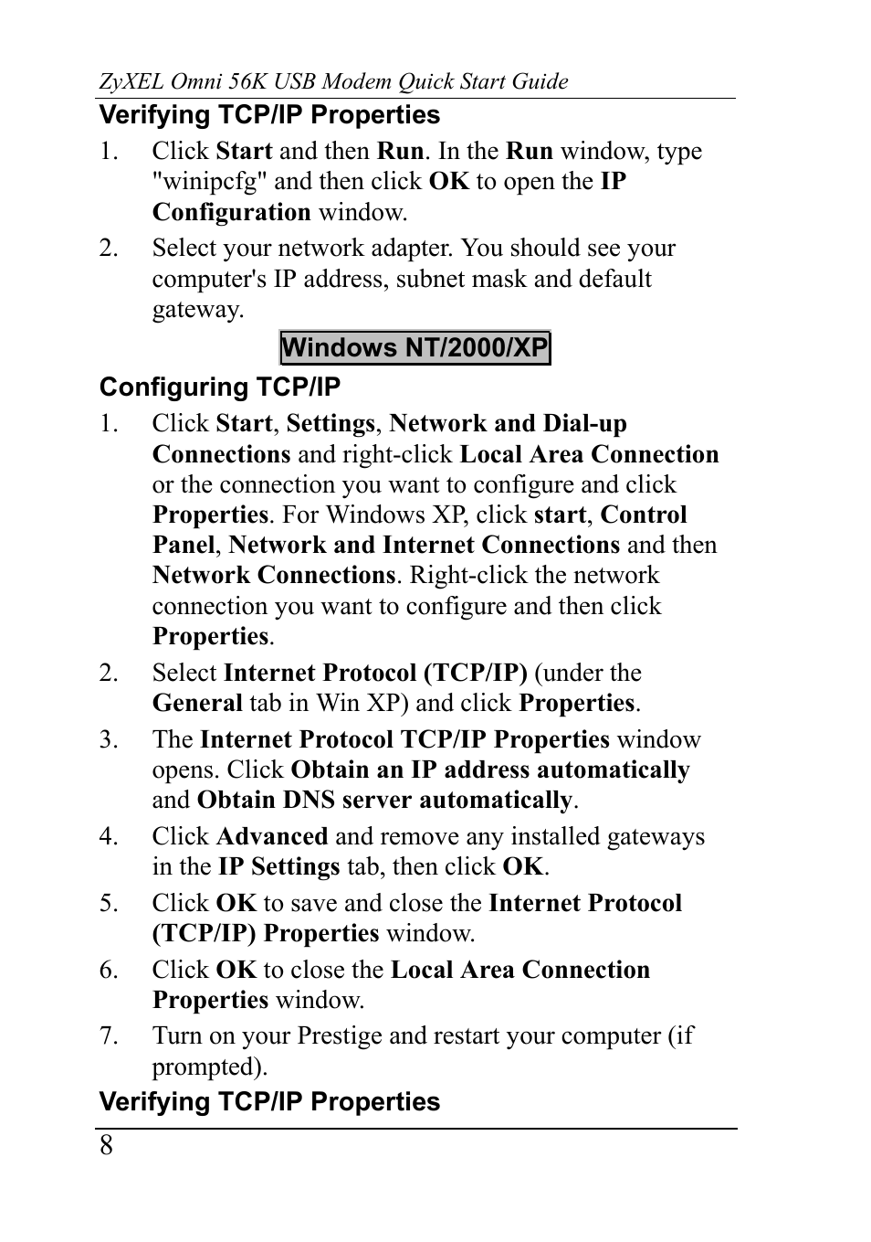 ZyXEL Communications Network Device 56K User Manual | Page 8 / 10
