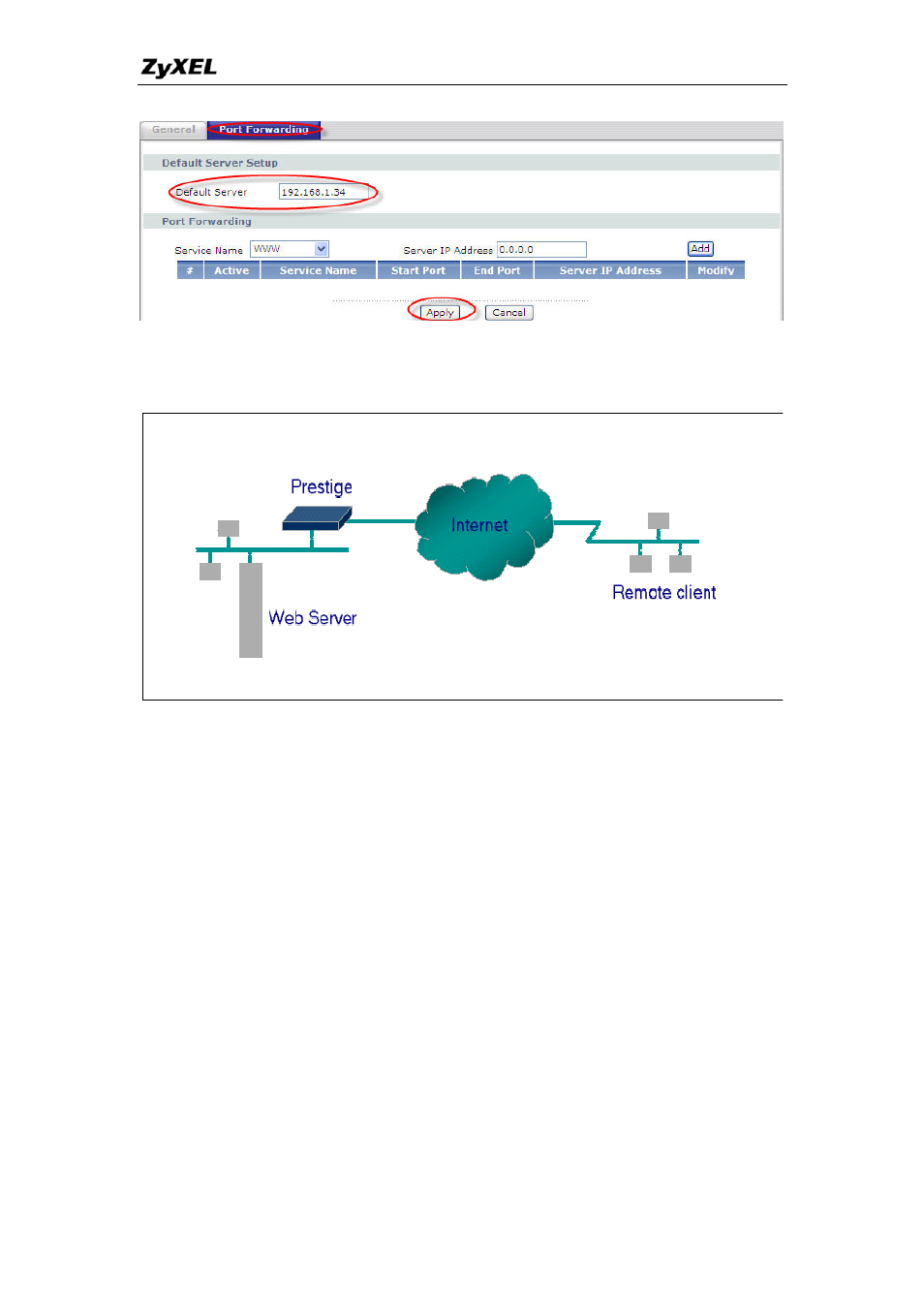 Configure an internal server behind sua | ZyXEL Communications P-660H-TX User Manual | Page 36 / 89