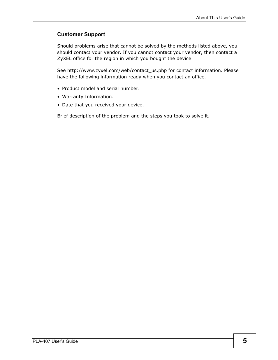 ZyXEL Communications PLA-407 User Manual | Page 5 / 94