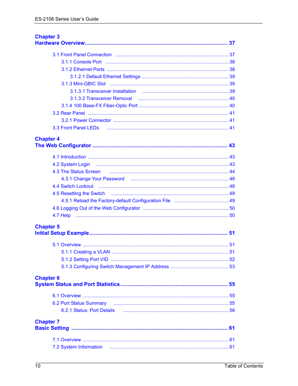 ZyXEL Communications ES-2108 User Manual | Page 10 / 224