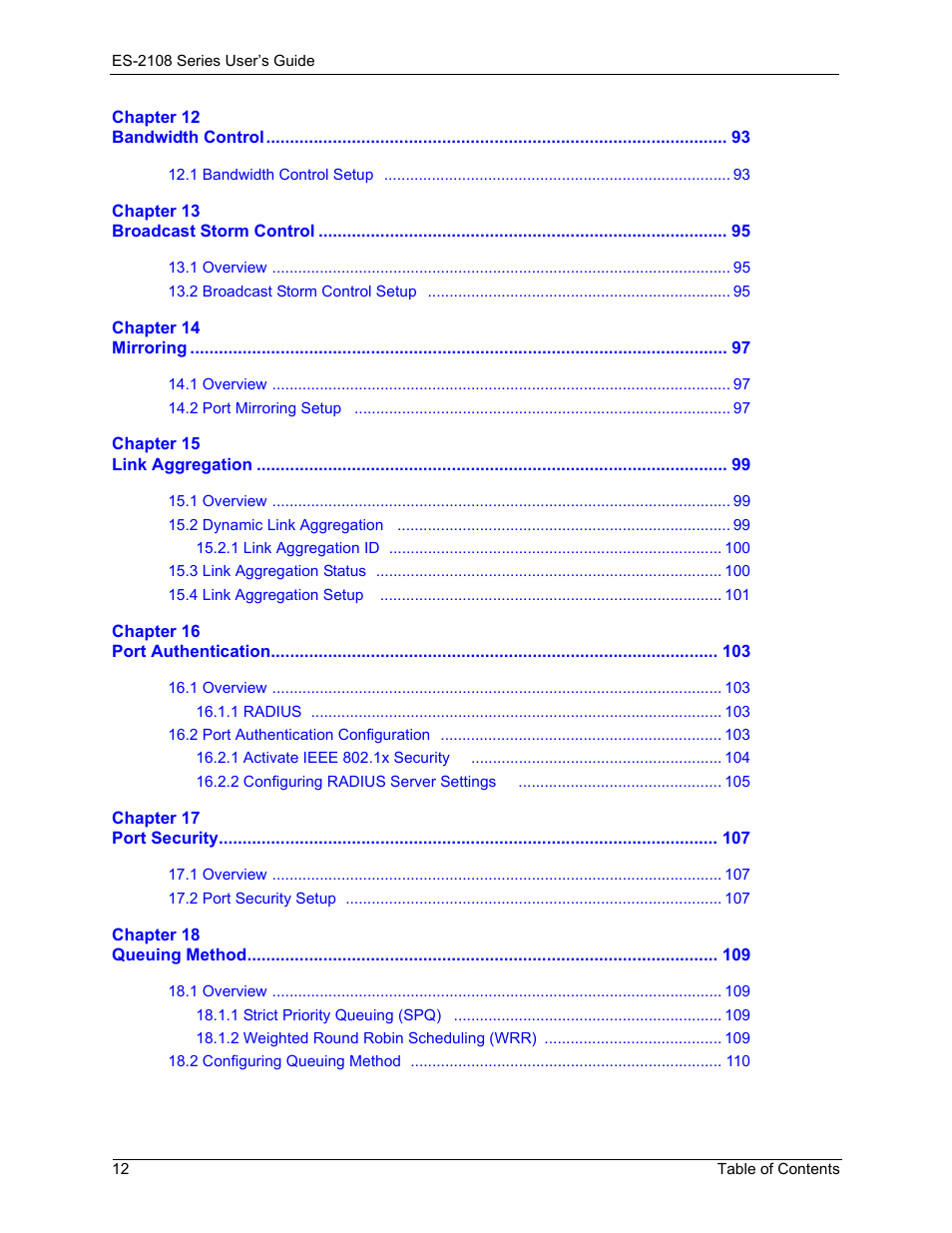 ZyXEL Communications ES-2108 User Manual | Page 12 / 224