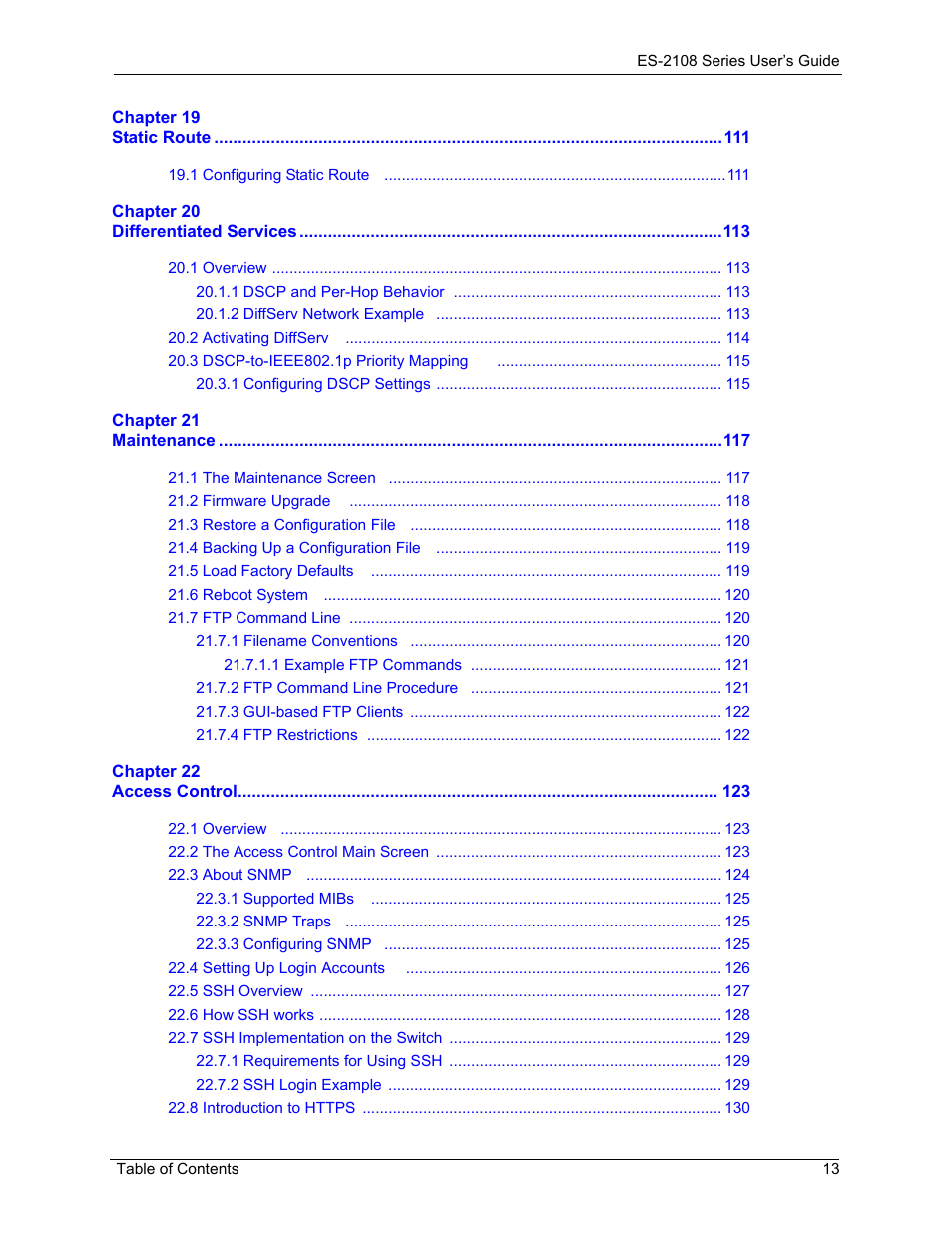 ZyXEL Communications ES-2108 User Manual | Page 13 / 224