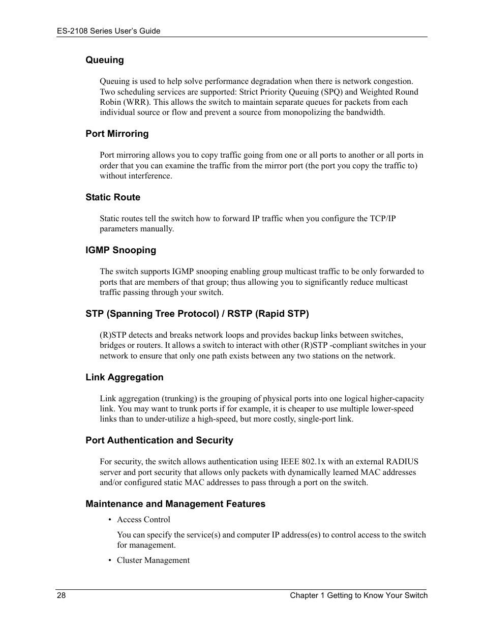 ZyXEL Communications ES-2108 User Manual | Page 28 / 224