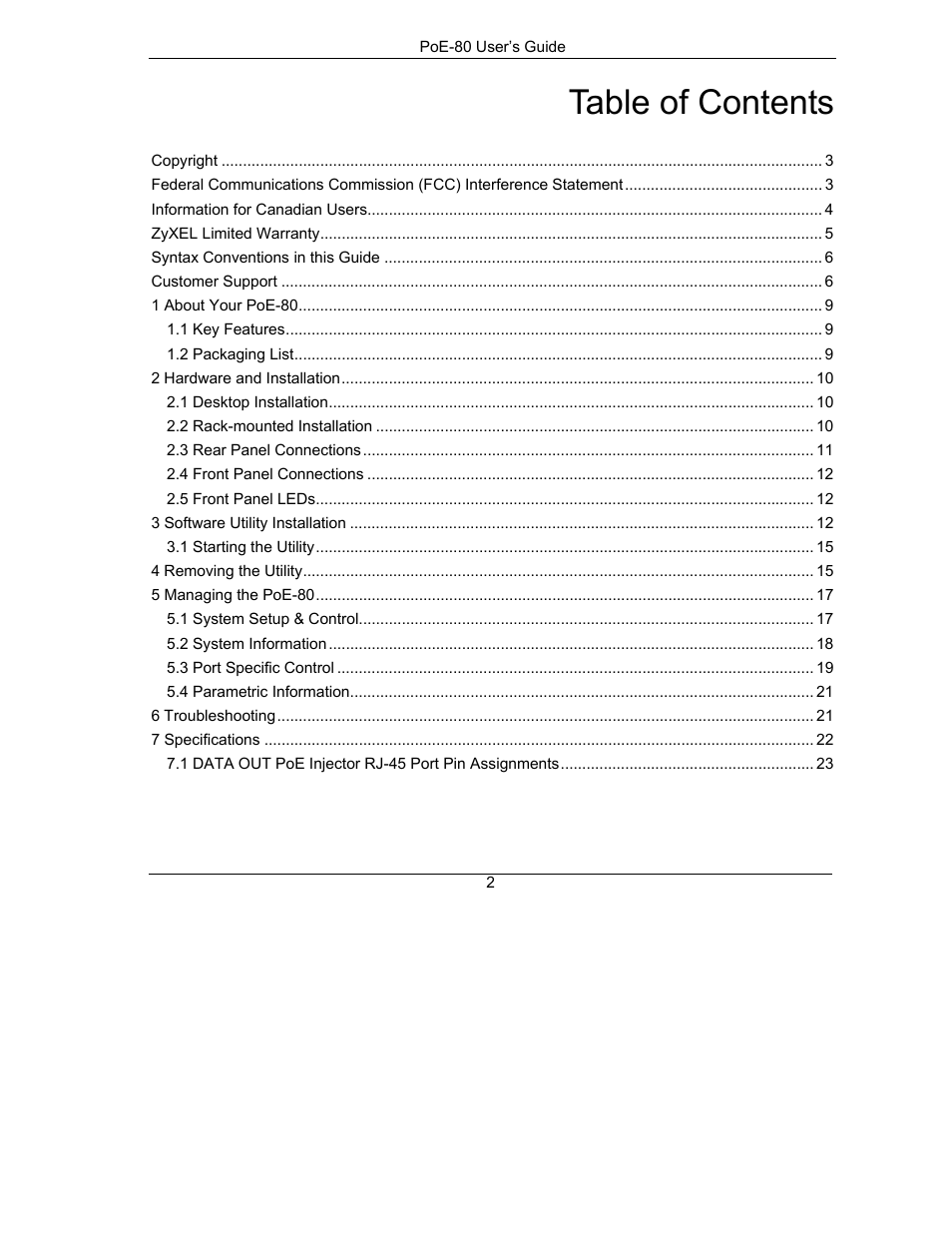 ZyXEL Communications PoE-80 User Manual | Page 2 / 23