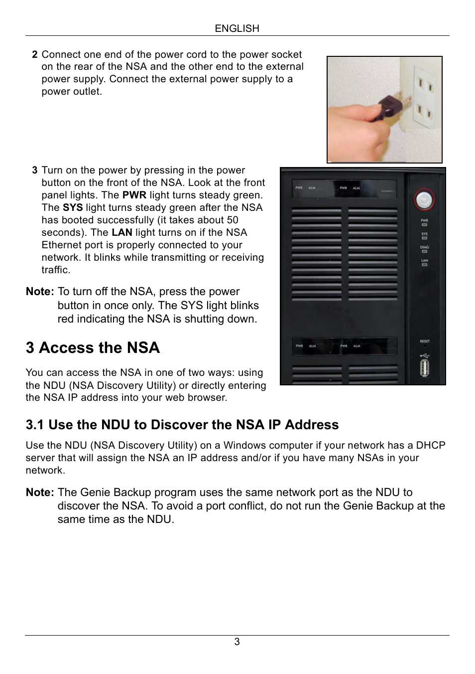 3 access the nsa, 1 use the ndu to discover the nsa ip address | ZyXEL Communications NSA-2400 User Manual | Page 4 / 107