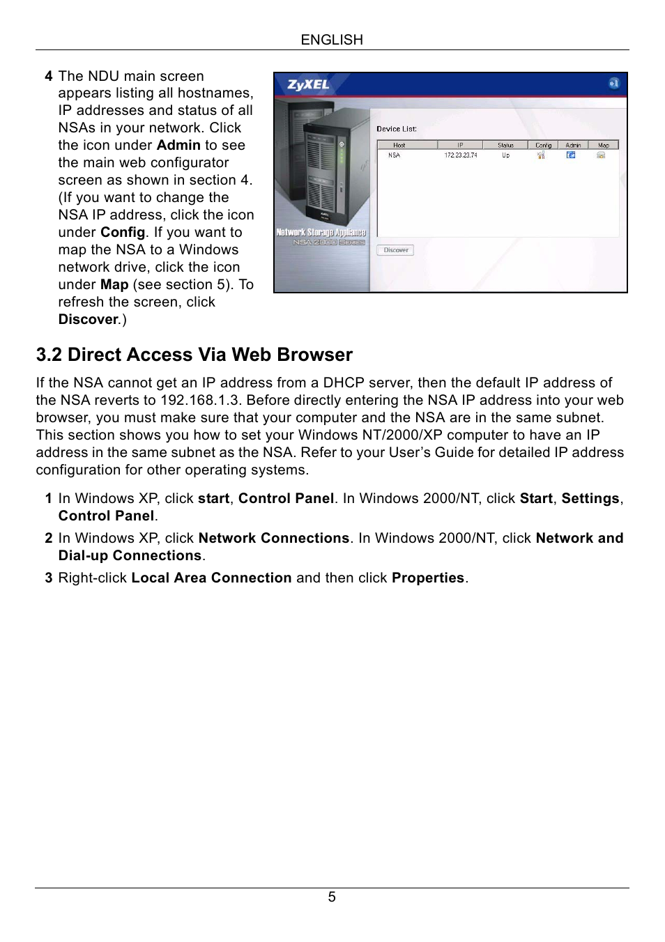2 direct access via web browser | ZyXEL Communications NSA-2400 User Manual | Page 6 / 107