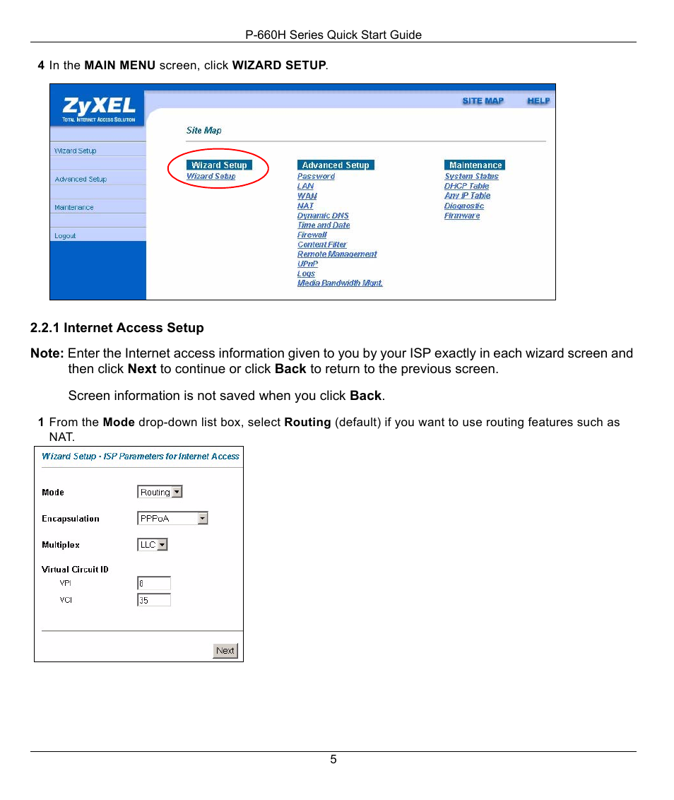 ZyXEL Communications P-660H Series User Manual | Page 5 / 9