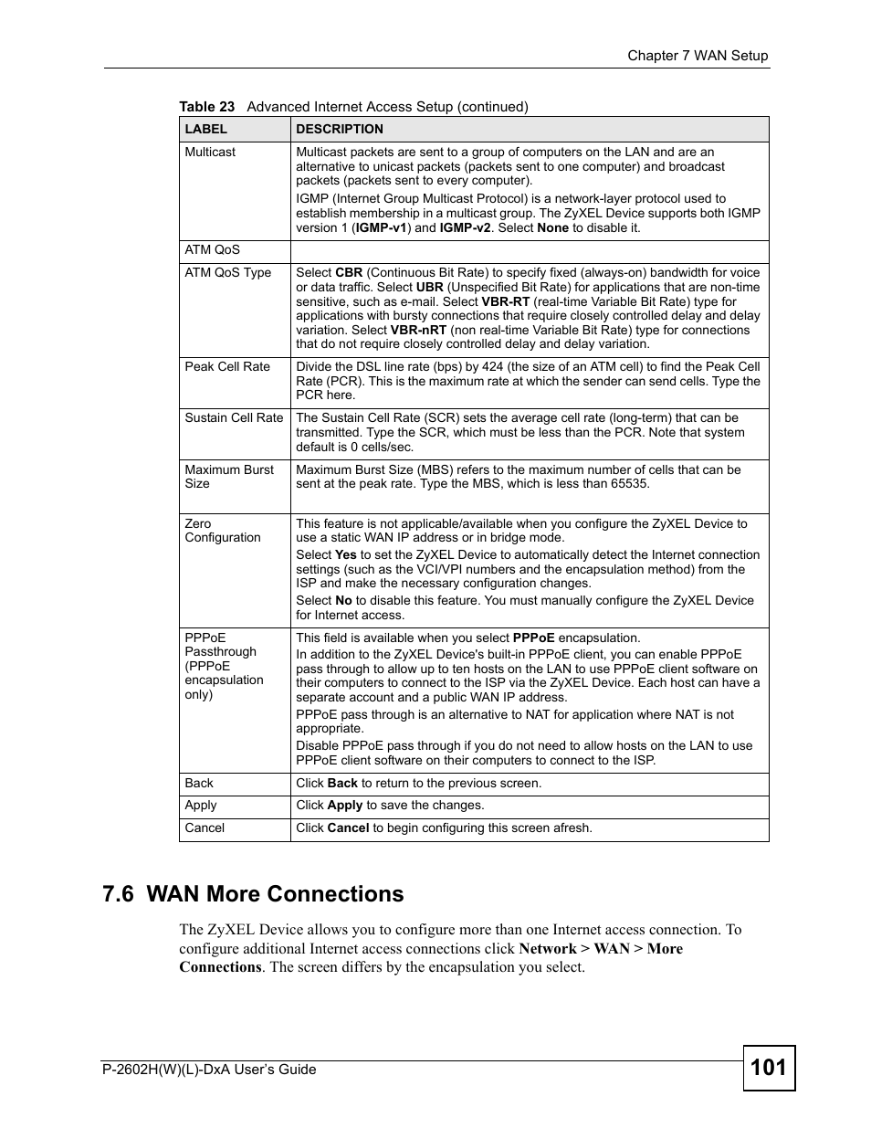 6 wan more connections | ZyXEL Communications P-2602H User Manual | Page 101 / 465