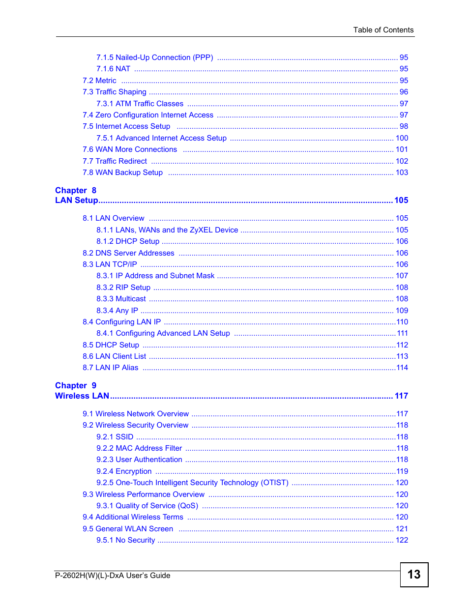 ZyXEL Communications P-2602H User Manual | Page 13 / 465