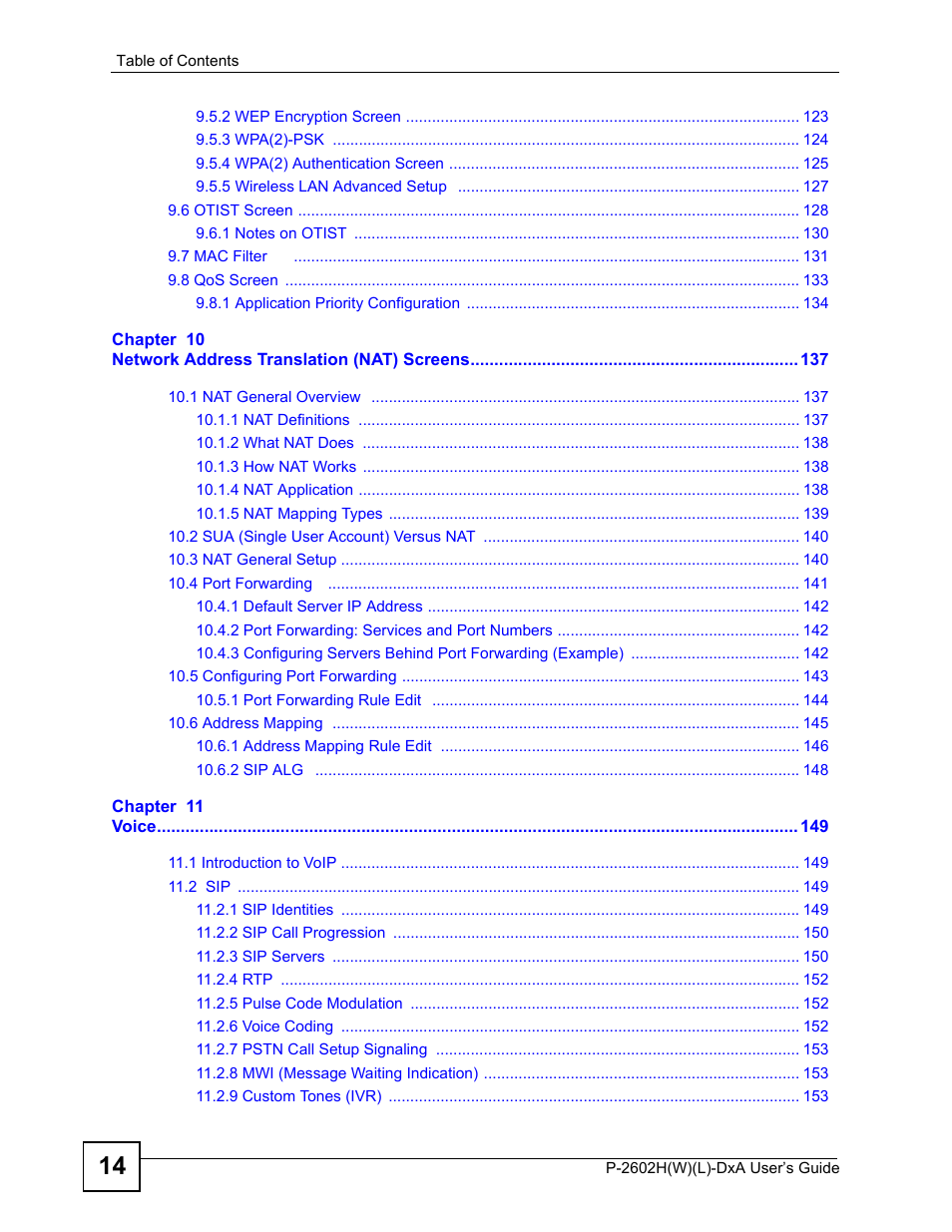 ZyXEL Communications P-2602H User Manual | Page 14 / 465