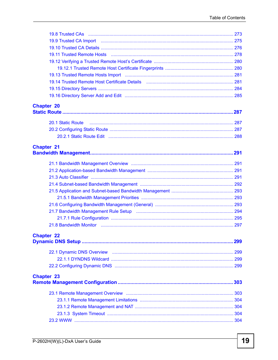 ZyXEL Communications P-2602H User Manual | Page 19 / 465