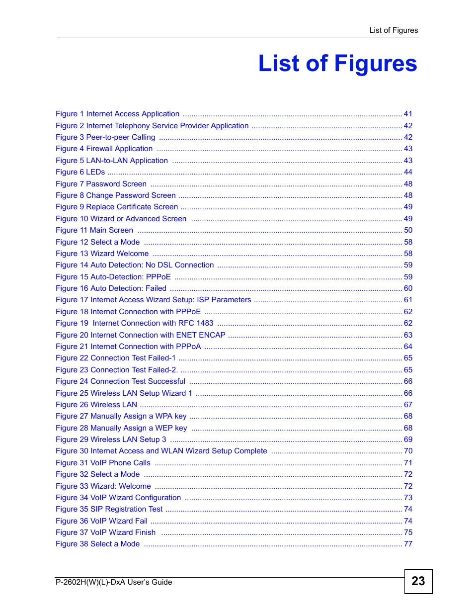 List of figures | ZyXEL Communications P-2602H User Manual | Page 23 / 465