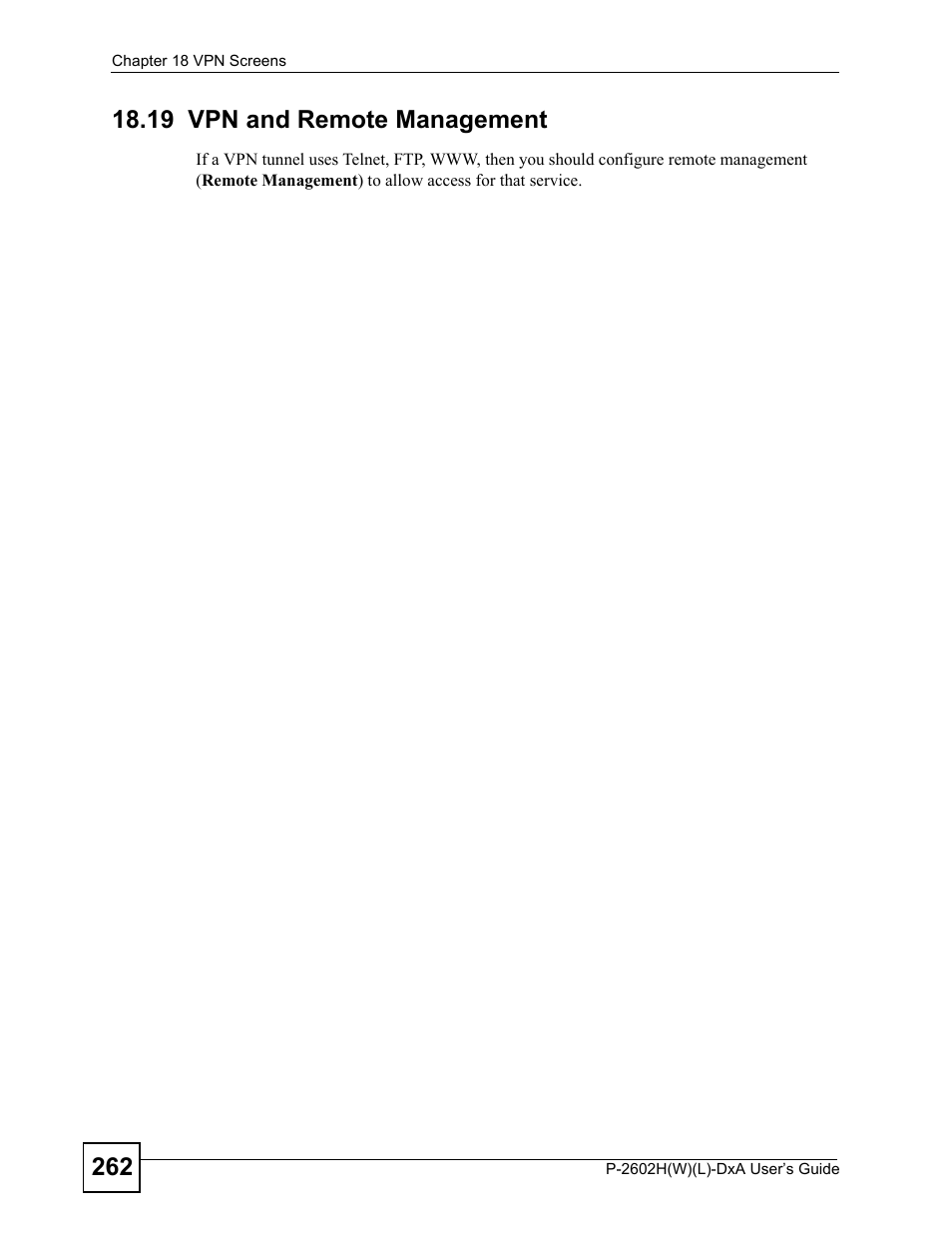 19 vpn and remote management | ZyXEL Communications P-2602H User Manual | Page 262 / 465