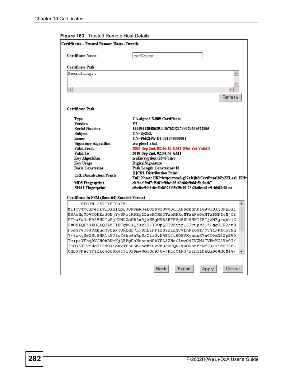 Figure 163 trusted remote host details | ZyXEL Communications P-2602H User Manual | Page 282 / 465