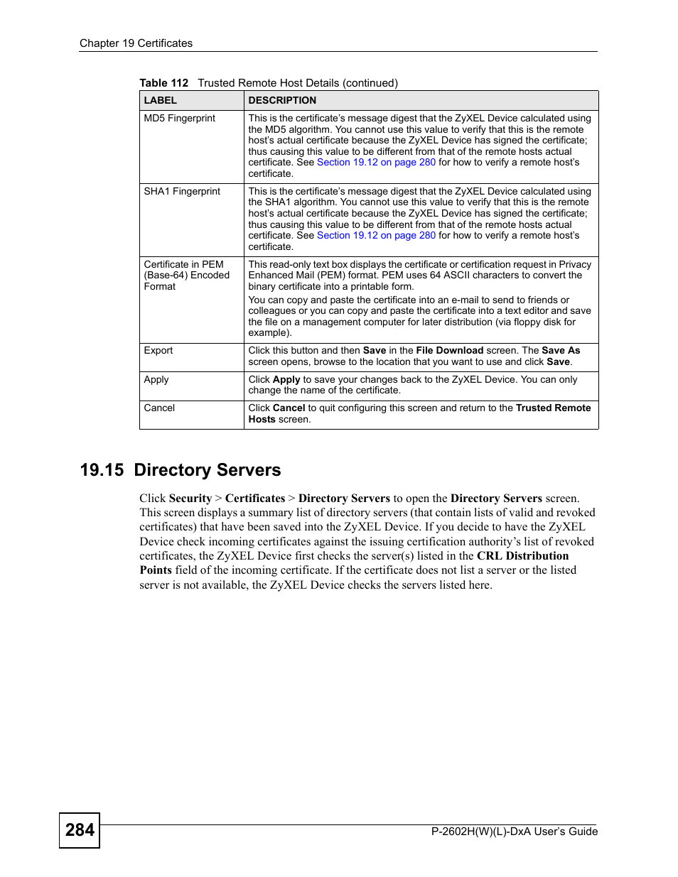 15 directory servers | ZyXEL Communications P-2602H User Manual | Page 284 / 465