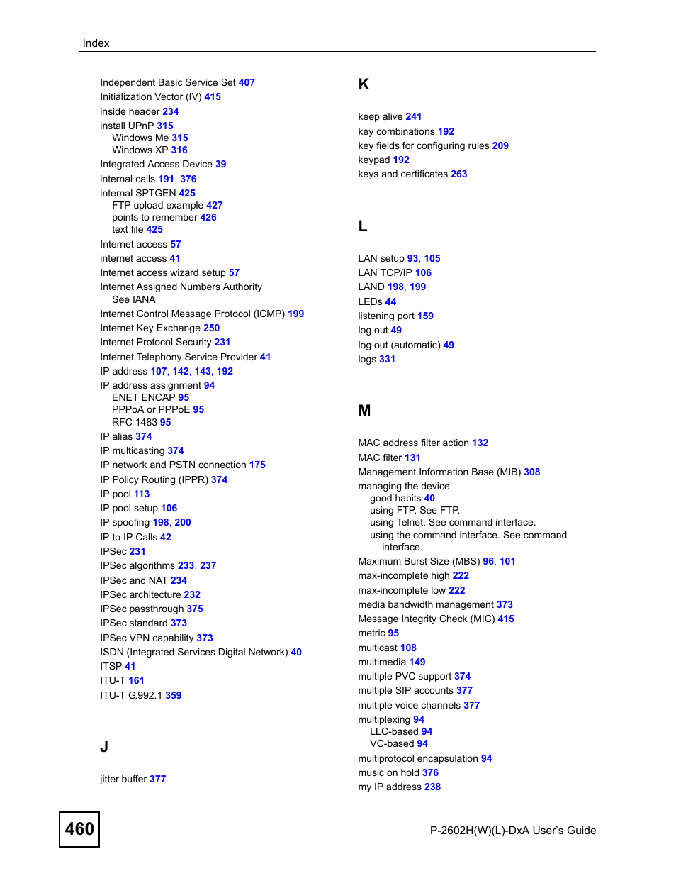 ZyXEL Communications P-2602H User Manual | Page 460 / 465
