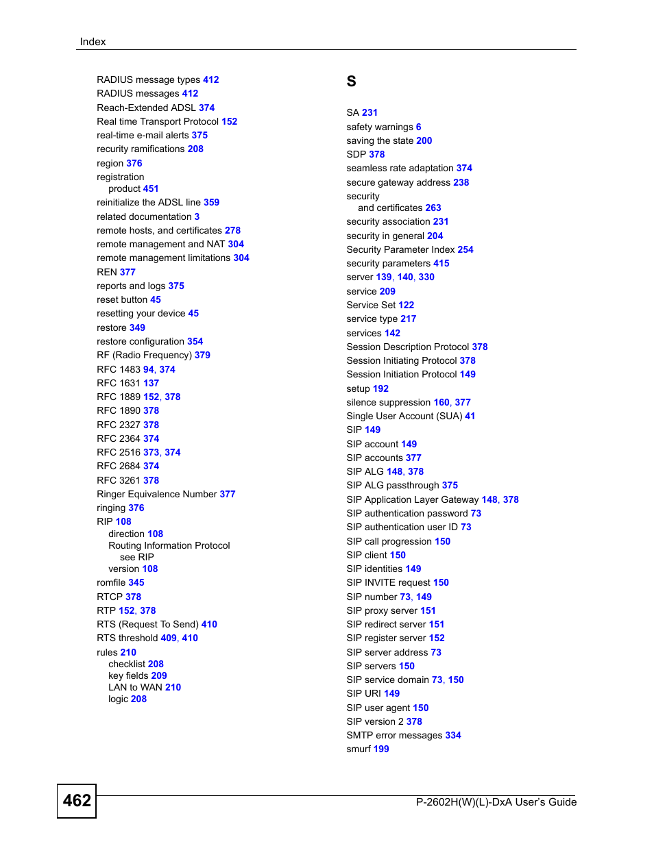 ZyXEL Communications P-2602H User Manual | Page 462 / 465