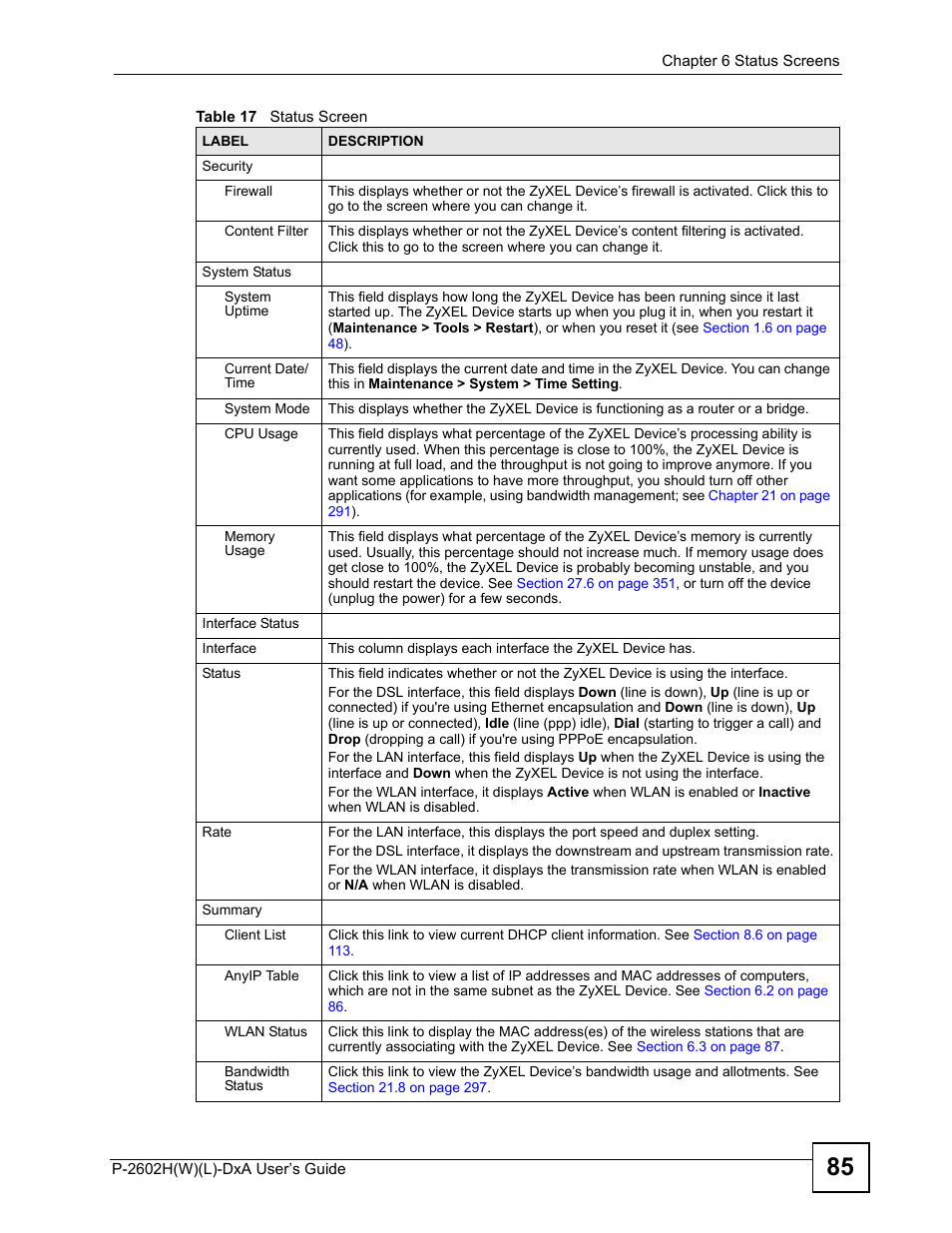 ZyXEL Communications P-2602H User Manual | Page 85 / 465