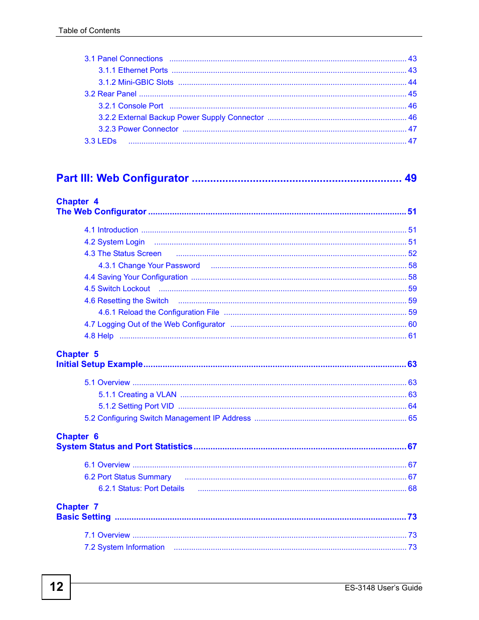 Part iii: web configurator | ZyXEL Communications ES-3148 Series User Manual | Page 12 / 362