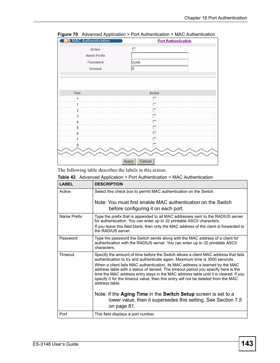 ZyXEL Communications ES-3148 Series User Manual | Page 143 / 362