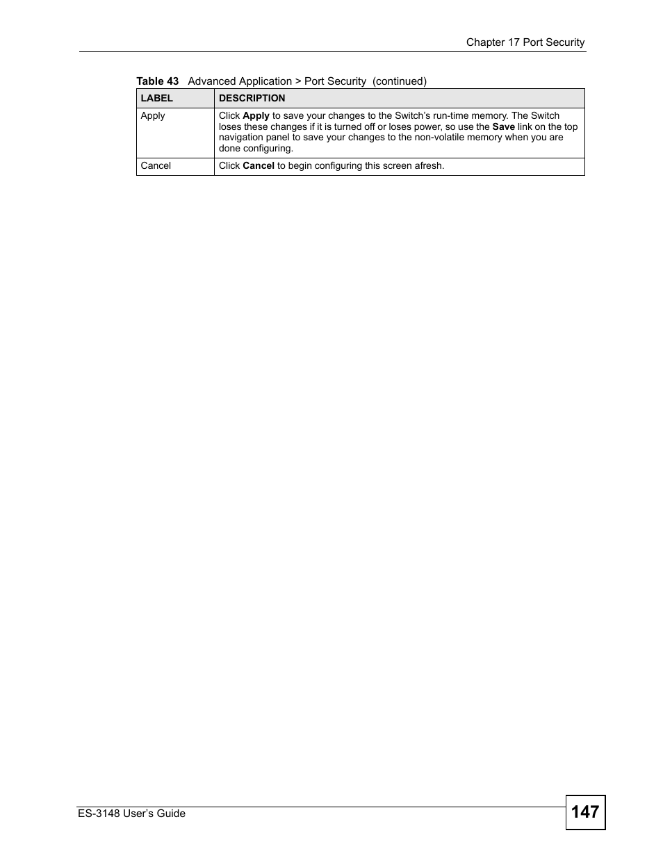 ZyXEL Communications ES-3148 Series User Manual | Page 147 / 362