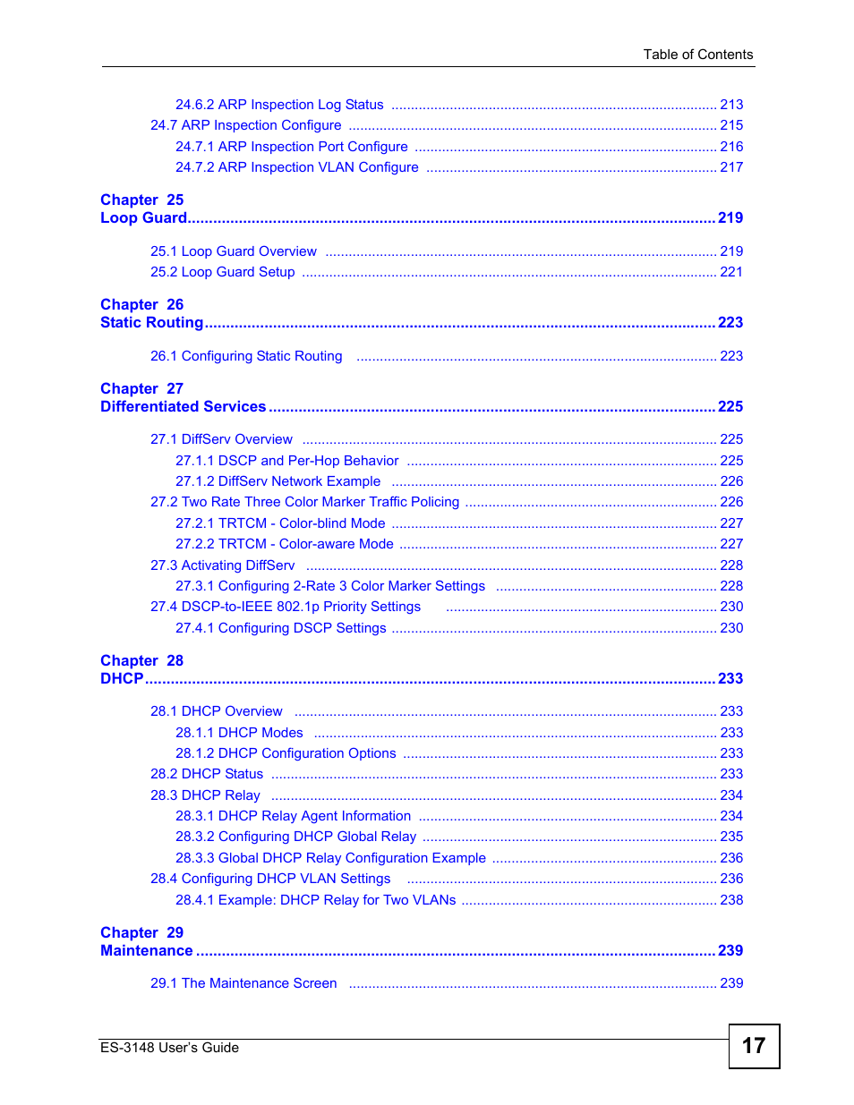 ZyXEL Communications ES-3148 Series User Manual | Page 17 / 362